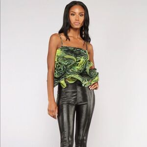 Fashion Nova Showstopper Ruffle Top - Green